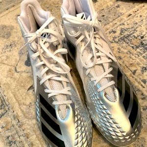 New ADIDAS WHITE HIGH TOP CLEATS men’s shoes size 12